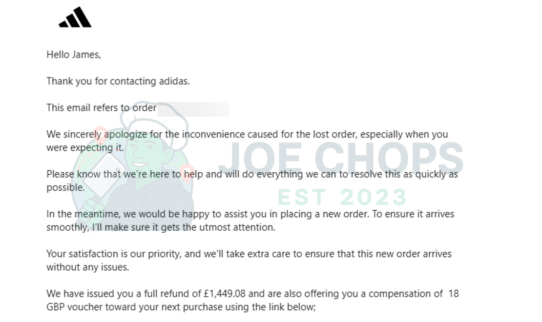 Adidas Order Success